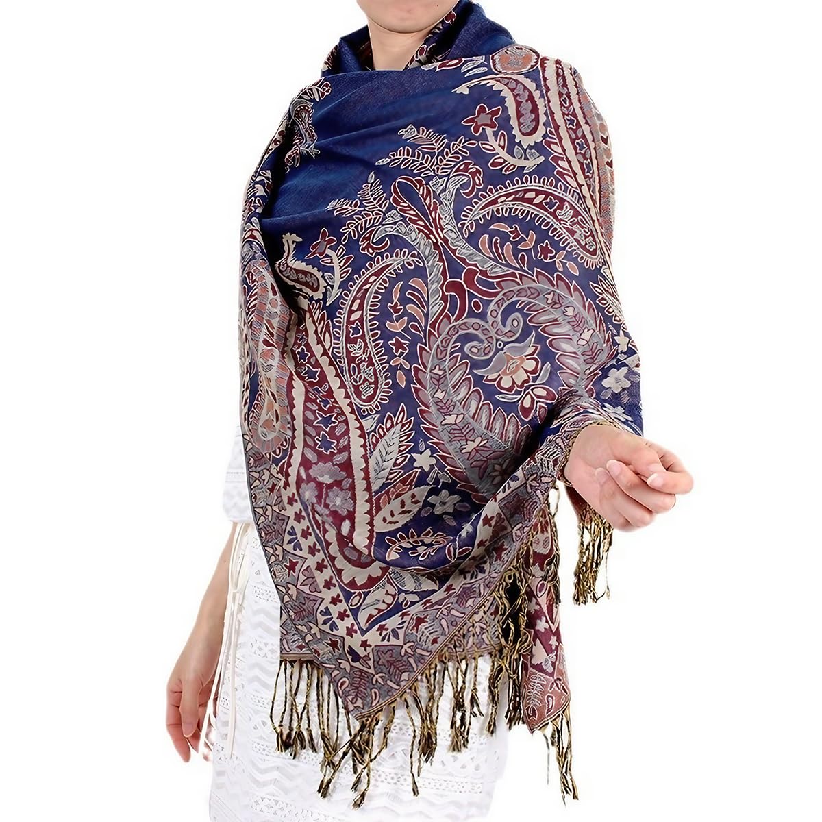 PALAY Women Shawl Long Scarf Shawl Fashion Color Jacquard Tassels Wraps Shawls Dacron Long Scarf Shawl Women Beach Wraps Beach Cover Ups, 70x200cm PALAY Women Shawl Long Scarf Shawl Fashion Color Jacquard Tassels Wraps Shawls Dacron Long Scarf Shawl Women Beach Wraps Beach Cover Ups, 70x200cm